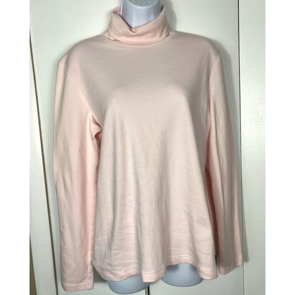 Croft & Barrow Womens Pink Turtleneck Tee Size L